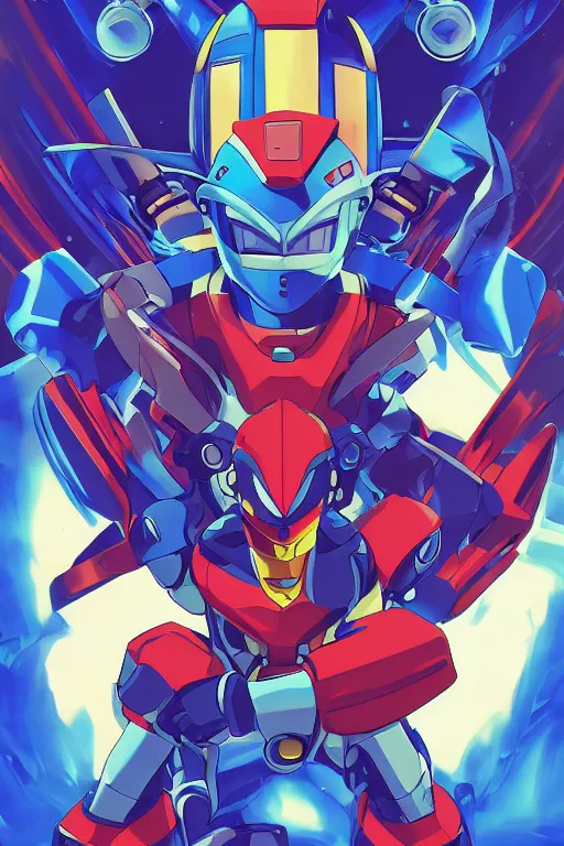 Image similar to robot ninja mask helmet megaman x zero rockman 2 0 2 2 switch game boss legacy collection fanart artsation, art gta 5 comics, behance hd by jesper ejsing, by rhads, makoto shinkai and lois van baarle, ilya kuvshinov, rossdraws global illumination ray tracing