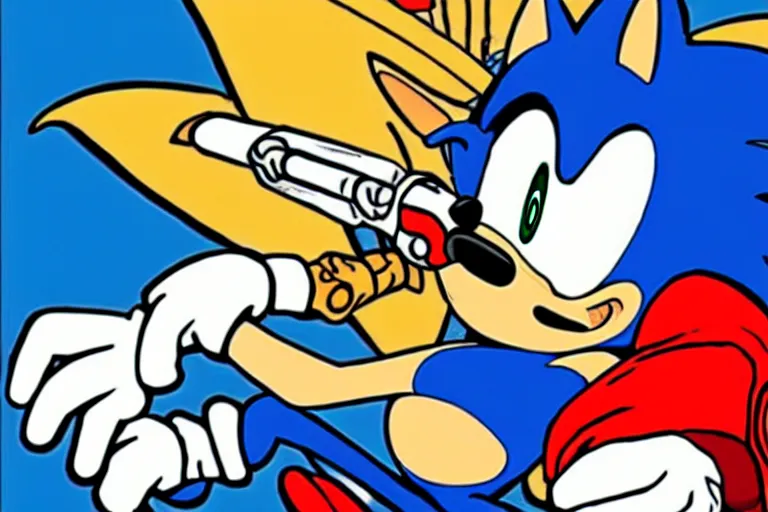 Image similar to Sonic the hedgehog smoking out of a bong