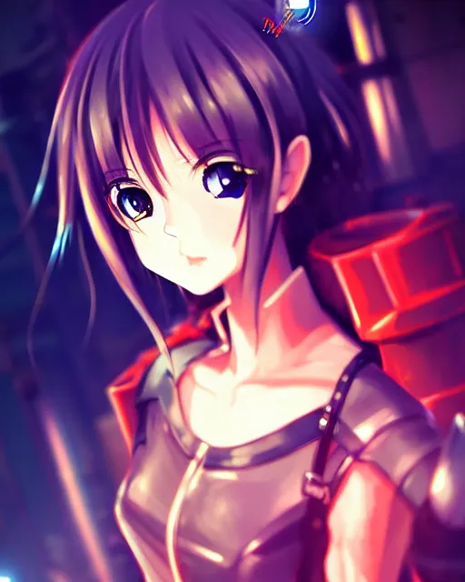 Image similar to portrait of anime girl in mechanic armor in night tokyo by makoto sinkai, perfect face, fine details