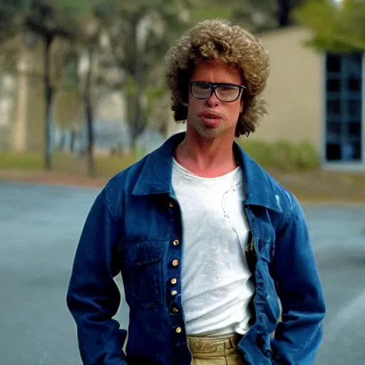 Prompt: brad pitt as napoleon dynamite, movie still, 8 k