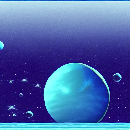 Image similar to standing on neptune, looking out into the vastness of space, digital art