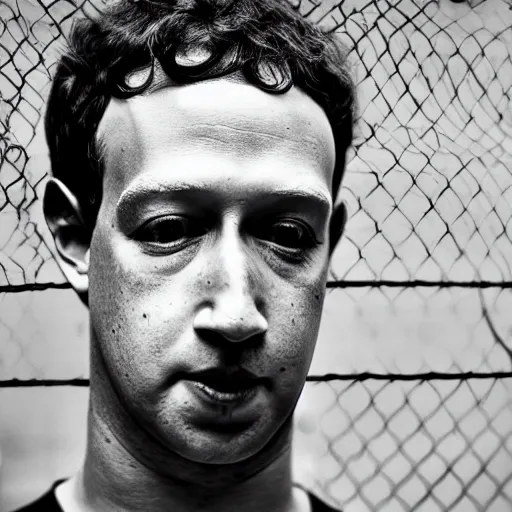 Prompt: A photo of Mark Zuckerberg in a cage, digital photography, 4k, trending on artstation