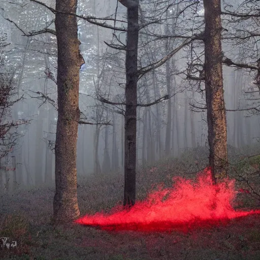 Image similar to bated breath, two wolves snarling, red sparkling cinders, smoke covers the sun