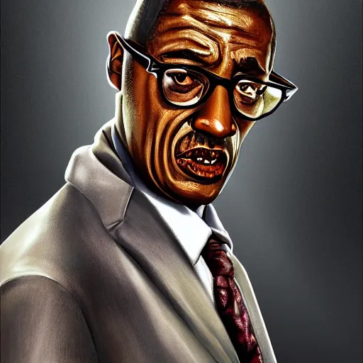 Image similar to Zombie gustavo fring, 4k, photorealistic, dramatic