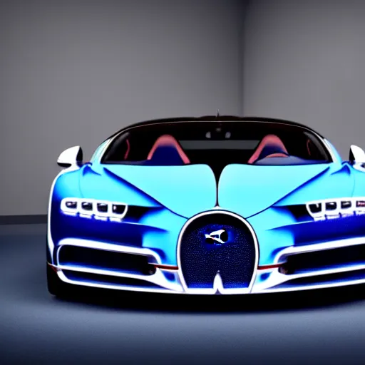 Image similar to still photo of bugatti chiron, highly detailed, photorealistic portrait, bright studio setting, studio lighting, crisp quality and light reflections, unreal engine 5 quality render