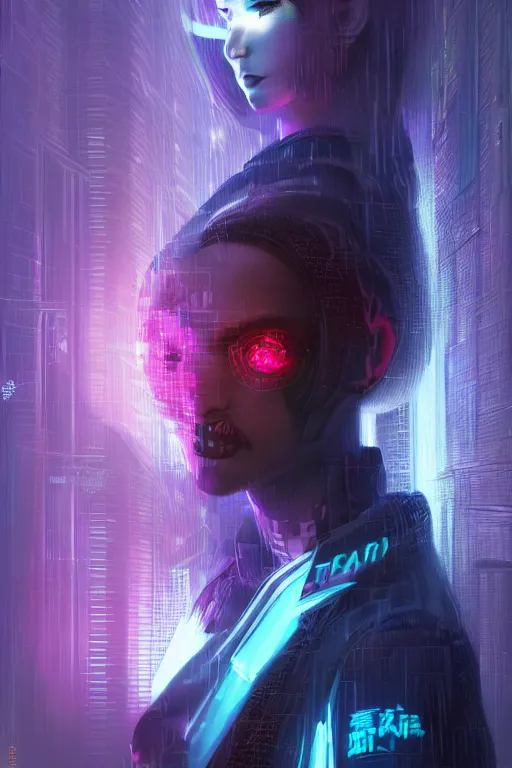 Prompt: portrait futuristic nefarious cyberpunk female Necromancer, in futuristic rainny thunder flashing tokyo rooftop cyberpunk night, ssci-fi, fantasy, intricate, very very beautiful, elegant, neon light, highly detailed, digital painting, artstation, concept art, soft light, hdri, smooth, sharp focus, illustration, art by tian zi and craig mullins and WLOP and alphonse mucha