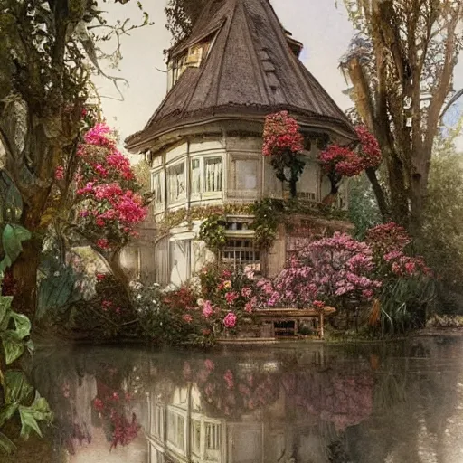 Prompt: a beautifull intricate watercolour painting of a victorian coffe house with many flowers and, reflexions, verry high details by william turner art, greg rutkowski and alphonse mucha, trending on artstation, very very detailed, masterpiece,