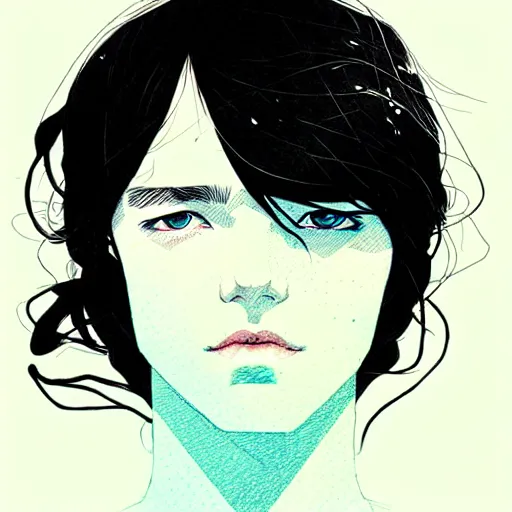 Image similar to portrait soft light, by killian eng and conrad roset, inspired by akira anime, etching, fine, sharp high detail, screen print,