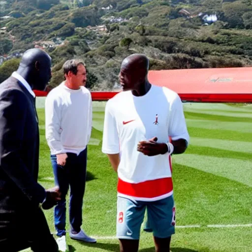 Image similar to michael jordan visiting the campos de sport del sardinero in santander