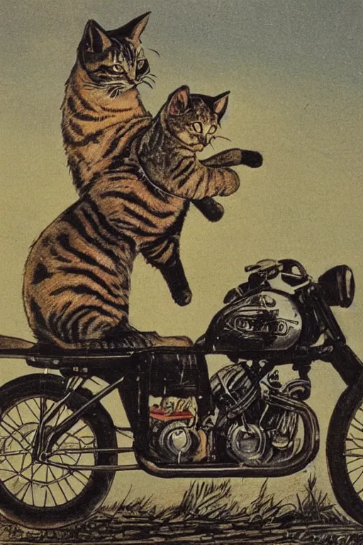 Image similar to a cat riding a motorcycle by p. d. eastman