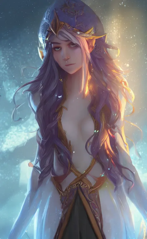 Prompt: a beautiful illustration of an elven nectomancer, scenic full shot, ambient lighting, by artgerm, makoto shinkai, wlop, rossdraws, featured on artstation, vertical orientation