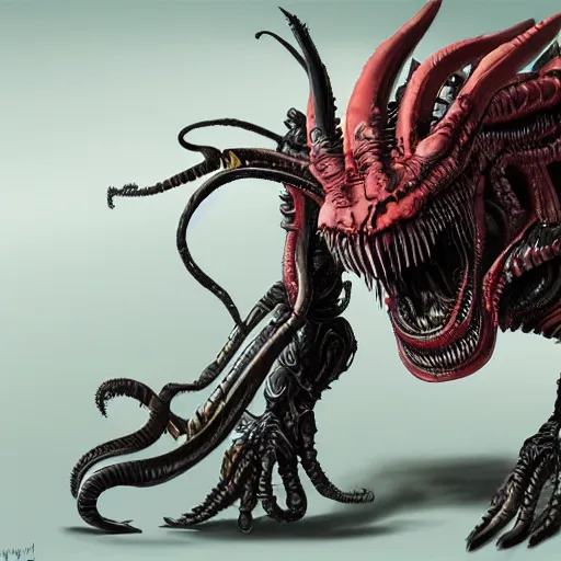 Image similar to Xenomorph-tyranid, warhammer 40k, concept art