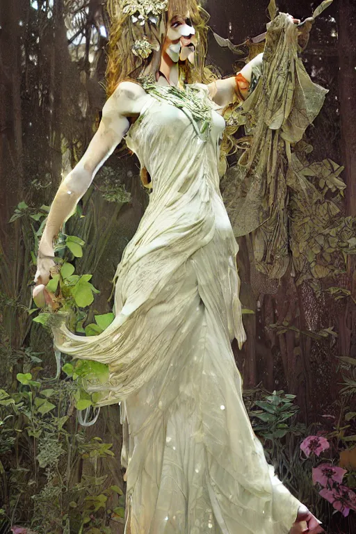 Prompt: a full body portrait of a beautiful forest queen akimbo, intricate, elegant, highly detailed, digital painting, artstation, concept art, smooth, sharp focus, illustration, art by krenz cushart and artem demura and alphonse mucha