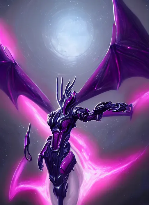 Image similar to cinematic close body, cosmic sized beautiful stunning giant robot mechan hot female dragon goddess, sharp sleek cyborg dragon head, sharp metal ears, smooth purple eyes, smooth fuschia skin, smooth silver armor, nebula, epic proportions, epic scale, macro furry, furry art, dragon art, goddess art, giantess art, warframe, warframe fanart, furaffinity, octane