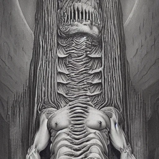 Prompt: A mountain of flesh by H R Giger
