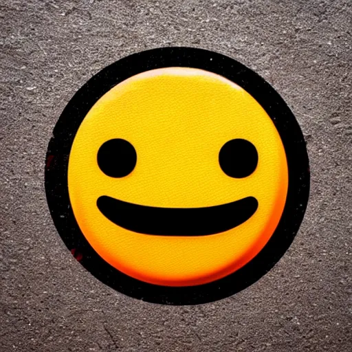 Prompt: smiling emoji, red, threatening, minimalistic