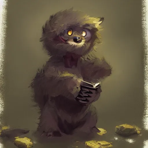 Image similar to adorable furry monster child, concept art by Greg Rutkowski