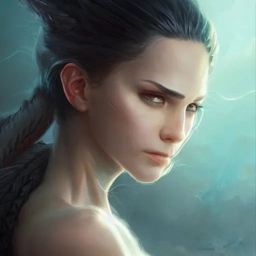 Image similar to draconic girl, portrait, highly detailed, light skin tone, reptile eyes, trending on artstation, d & d, concept art, sharp focus, illustration, digital painting, art by artgerm and greg rutkowski and magali villeneuve