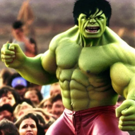 Image similar to hulk performing at woodstock