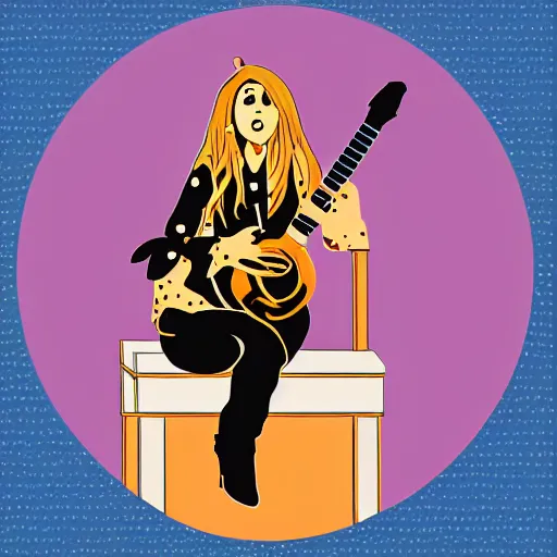 Image similar to stevie nicks playing guitar and singing, sticker - art, svg vector, adobe - illustrator