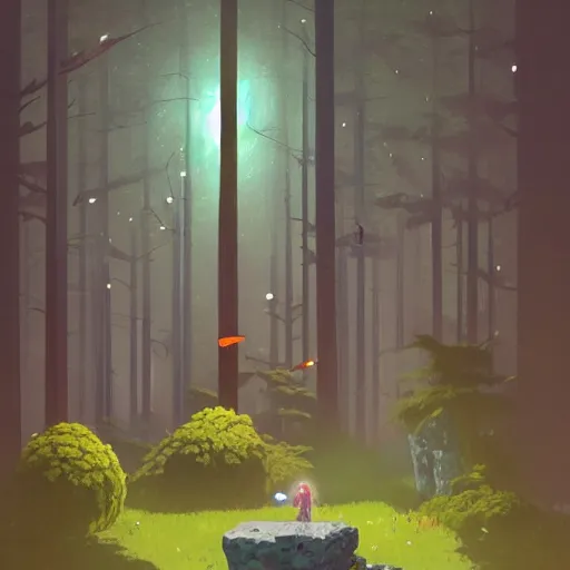 Image similar to 4k a large stone or crystal hovering and rotating above a forest stand from Terraria Game , Surrounded deep forest from terraria game by Craig Mullins, ilya kuvshinov, krenz cushart, epic , artgerm trending on artstation by Edward Hopper and Dan Mumford and WLOP and Rutkovsky, beksinski carl spitzweg moebius and tuomas kocar, intricate artwork by caravaggio, Unreal Engine 5, Lumen, Nanite