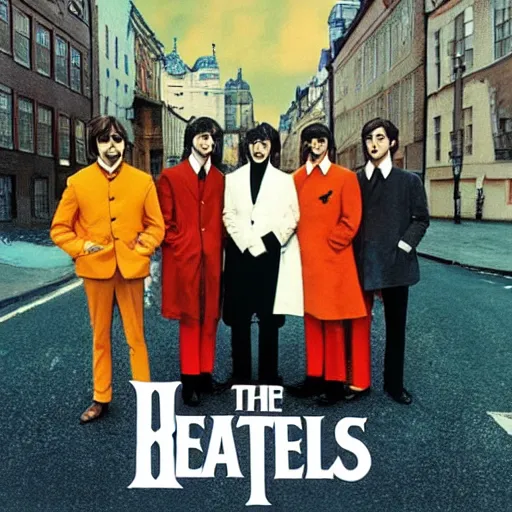 Image similar to the beatles album art by wes anderson