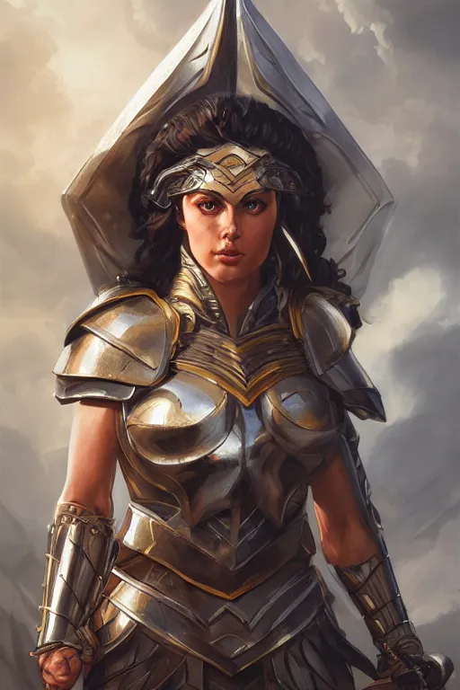 Image similar to amazon valkyrie athena, d & d, fantasy, portrait, highly detailed, headshot, digital painting, trending on artstation, concept art, sharp focus, illustration, art by artgerm and greg rutkowski and magali villeneuve