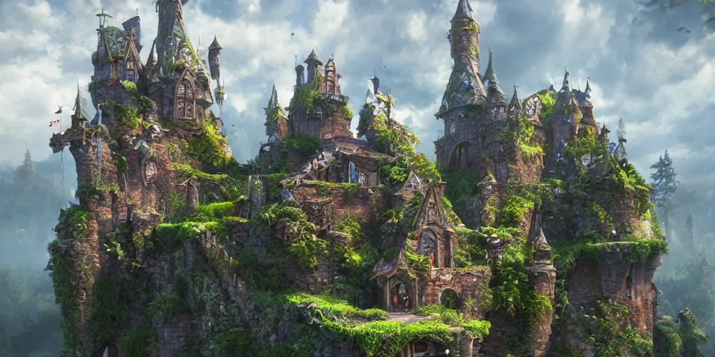 Image similar to a fairy castle, extremely detailed, unreal 5 render, fantasy digital art, octane render, beautiful composition, trending on artstation, award-winning photograph, masterpiece