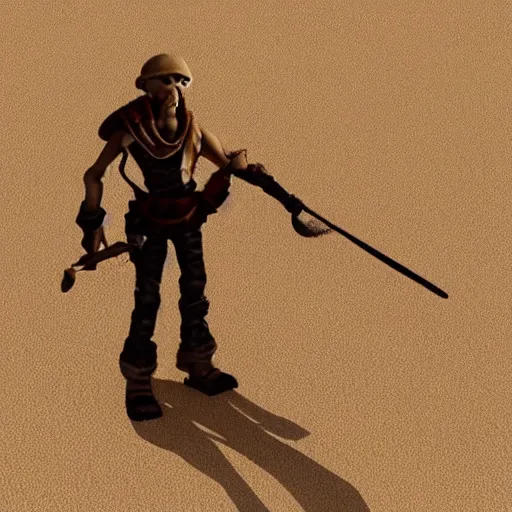 Image similar to A sand pirate wandering the post-apocalyptic desert