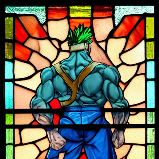 beautiful vibrant stained glass art of Guile from Stable Diffusion OpenArt