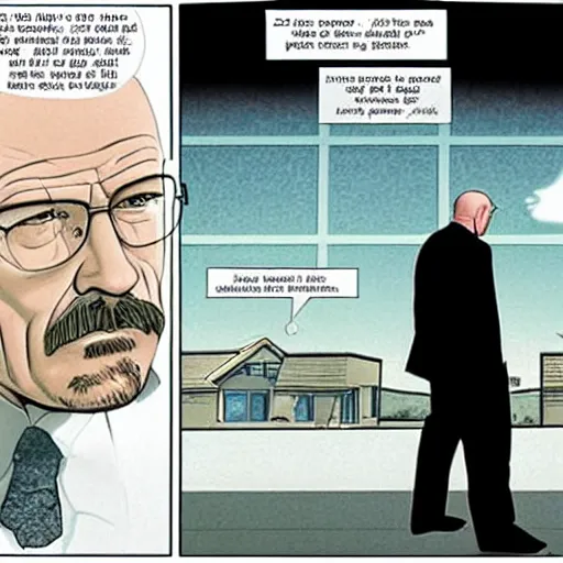 Prompt: walter white as Kingpin in a vertigo comic, one panel