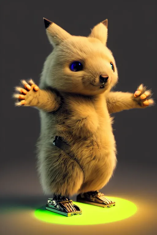 Image similar to high quality precisionist 3 d render post - cyberpunk very cute fluffy! wombat!! cyborg, mechanical paw, highly detailed, unreal engine cinematic smooth, in the style of detective pikachu, hannah yata charlie immer, neon purple light, low angle, uhd 8 k, sharp focus