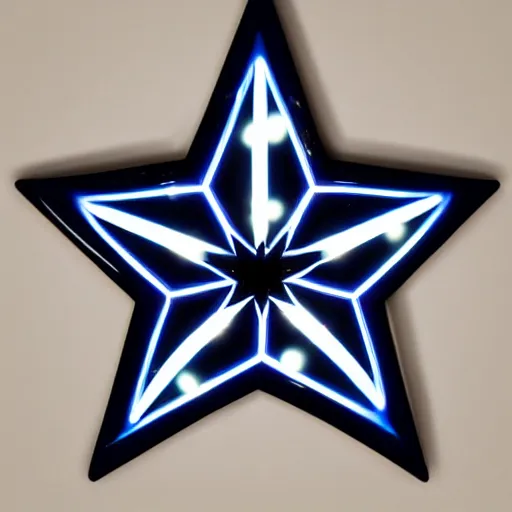 Image similar to dark blue glowing ceramic star shape, photograph