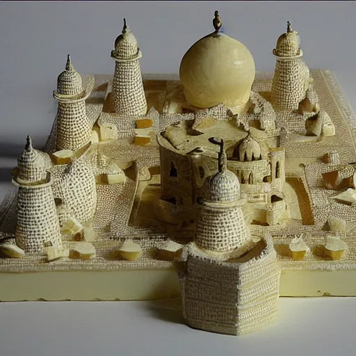 Image similar to cheese a reconstruction of the cheese taj mahal made ot of cheese, cheese