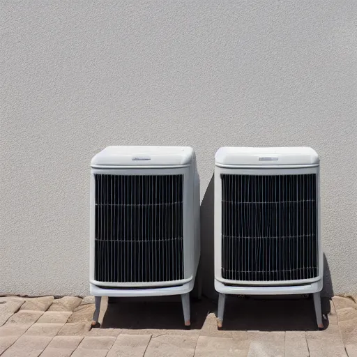 Prompt: two air conditioners in one room and outside