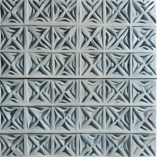 Image similar to maze, thin lines, carved soapstone relief paneling white and pale blue