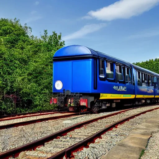 Image similar to a blue hexagonal train