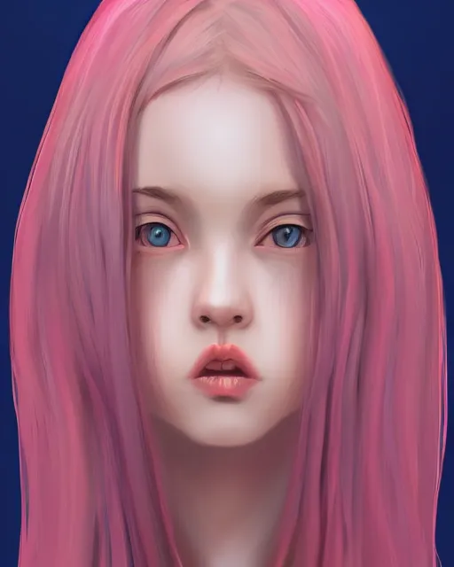 Prompt: Girl by Andrew Khok, flowing hair, anime, symmetrical face, pink eyes, trending on artstation, artstationHD, artstationHQ, patreon, 4k, 8k