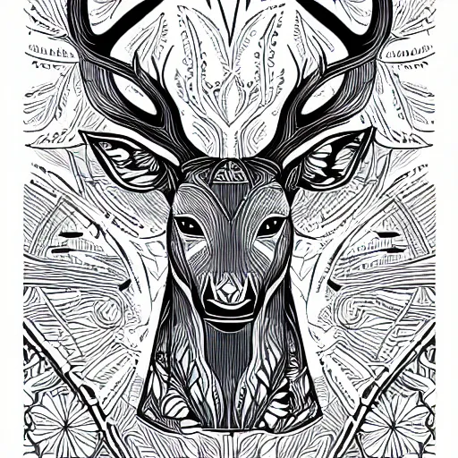 Image similar to mystic deer line art, graphic tees