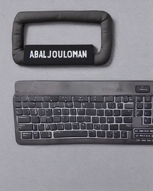 Image similar to a keyboard where the caps look like dwayne the rock johnson, ebay listing, product picture, advertisement, thumbnail