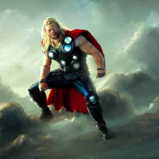 Image similar to thor, god of thunder, art by wlop