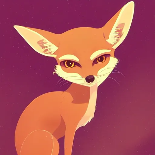 Image similar to fennec fox, clean cel shaded vector art. shutterstock. behance hd by lois van baarle, artgerm, helen huang, by makoto shinkai and ilya kuvshinov, rossdraws, illustration, palm trees, studio ghibli