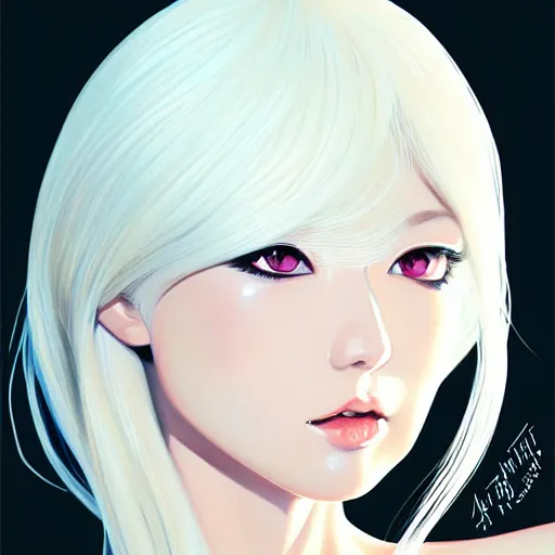 Image similar to Ann Takamaki, platinum blonde hair, anime, elegant, 2d, ultra highly detailed, digital painting, smooth, sharp focus, artstation, pixiv, art by Ina Wong, art by Ilya Kuvshinov