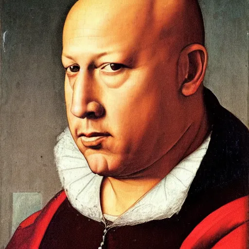 Image similar to a renaissance style portrait painting of Evan Handler