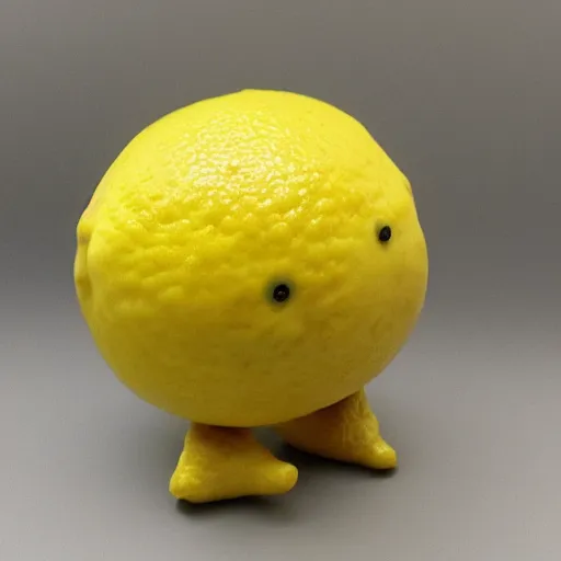 Image similar to a lemon in shape of a human with legs of lemons and round body.