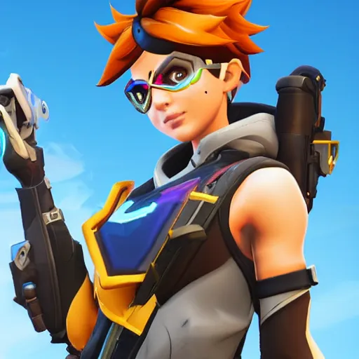 Tracer from Overwatch as a fortnite skin,, Stable Diffusion