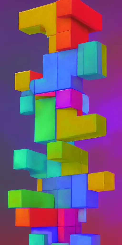 Image similar to Tetris in 5 dimensions, digital art, glowing geometric fractals, 8K