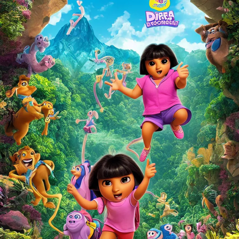 Image similar to Dora the Explorer 3D by Disney Concept Artists, blunt borders, rule of thirds