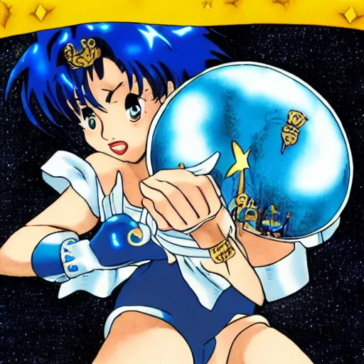 Image similar to Sailor Mercury fighting an earth golem