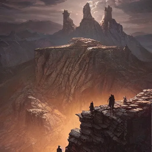 Image similar to slaughter of demons on a cliff overlooking a large floor with Walter White's face on, Greg Rutkowski